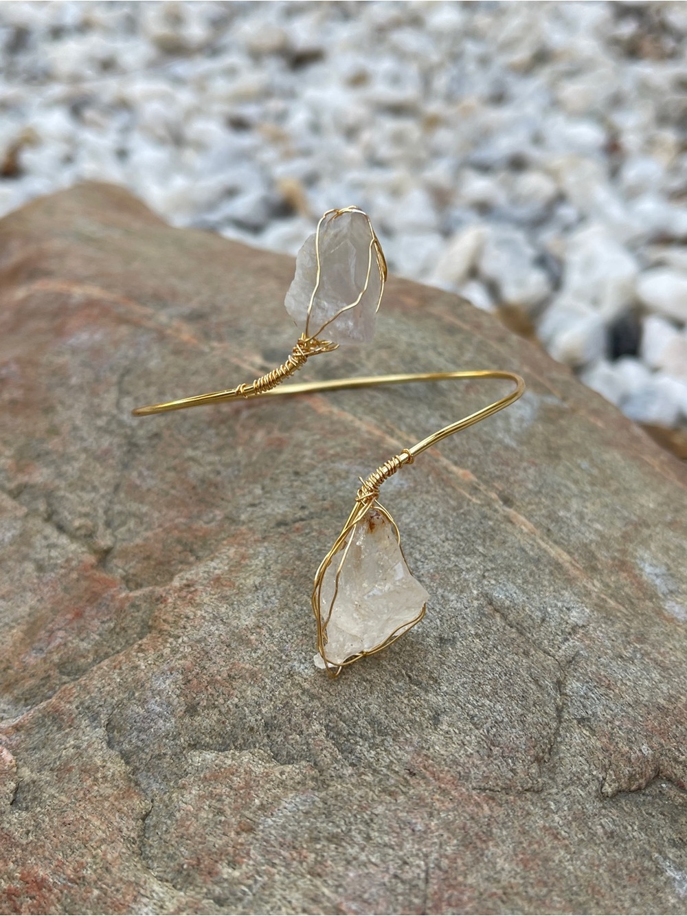 Quartz Gold Wire Wrapped Bangle